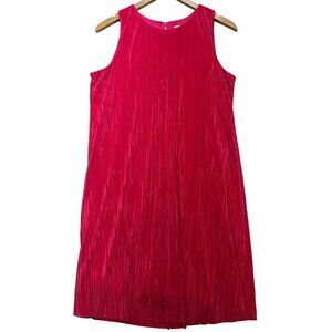 Anne Klein Women's Pleated Midi Dress Sleeveless Stretch Size M Alizarin Crimson